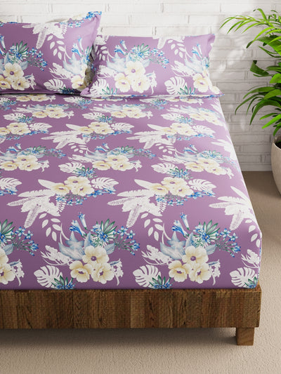 Extra Smooth Micro Double Bedsheet With 2 Pillow Covers <small> (floral-pink)</small>