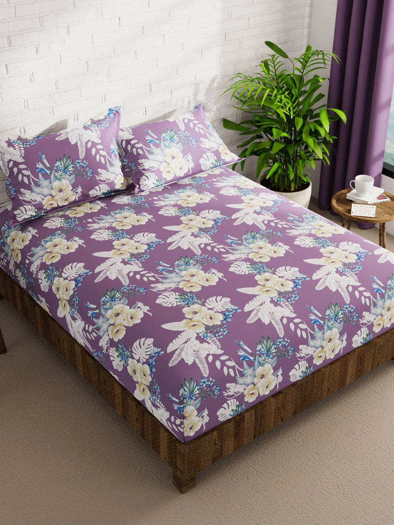 Extra Smooth Micro Double Bedsheet With 2 Pillow Covers <small> (floral-pink)</small>