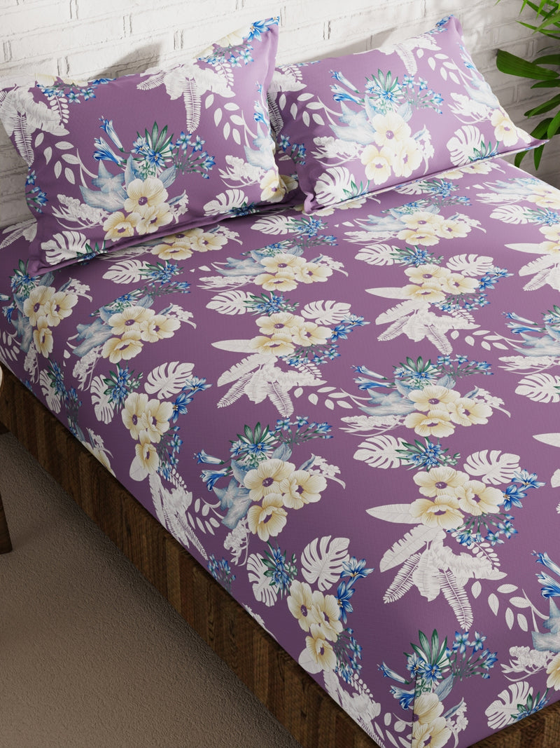 Extra Smooth Micro Double Bedsheet With 2 Pillow Covers <small> (floral-pink)</small>