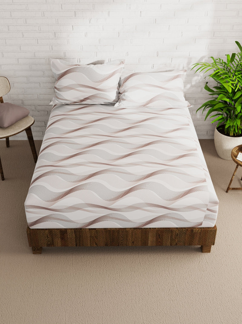 Extra Smooth Micro Double Bedsheet With 2 Pillow Covers <small> (geometric-brown/multi)</small>