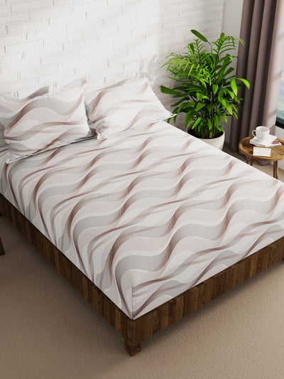 Extra Smooth Micro Double Bedsheet With 2 Pillow Covers <small> (geometric-brown/multi)</small>