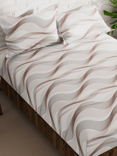 Extra Smooth Micro Double Bedsheet With 2 Pillow Covers <small> (geometric-brown/multi)</small>