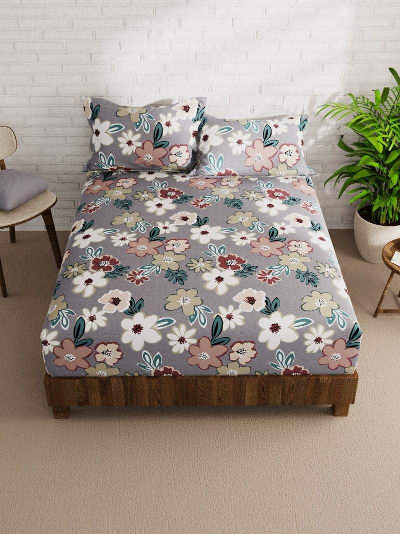 Extra Smooth Micro Double Bedsheet With 2 Pillow Covers <small> (floral-multi)</small>