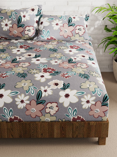 Extra Smooth Micro Double Bedsheet With 2 Pillow Covers <small> (floral-multi)</small>