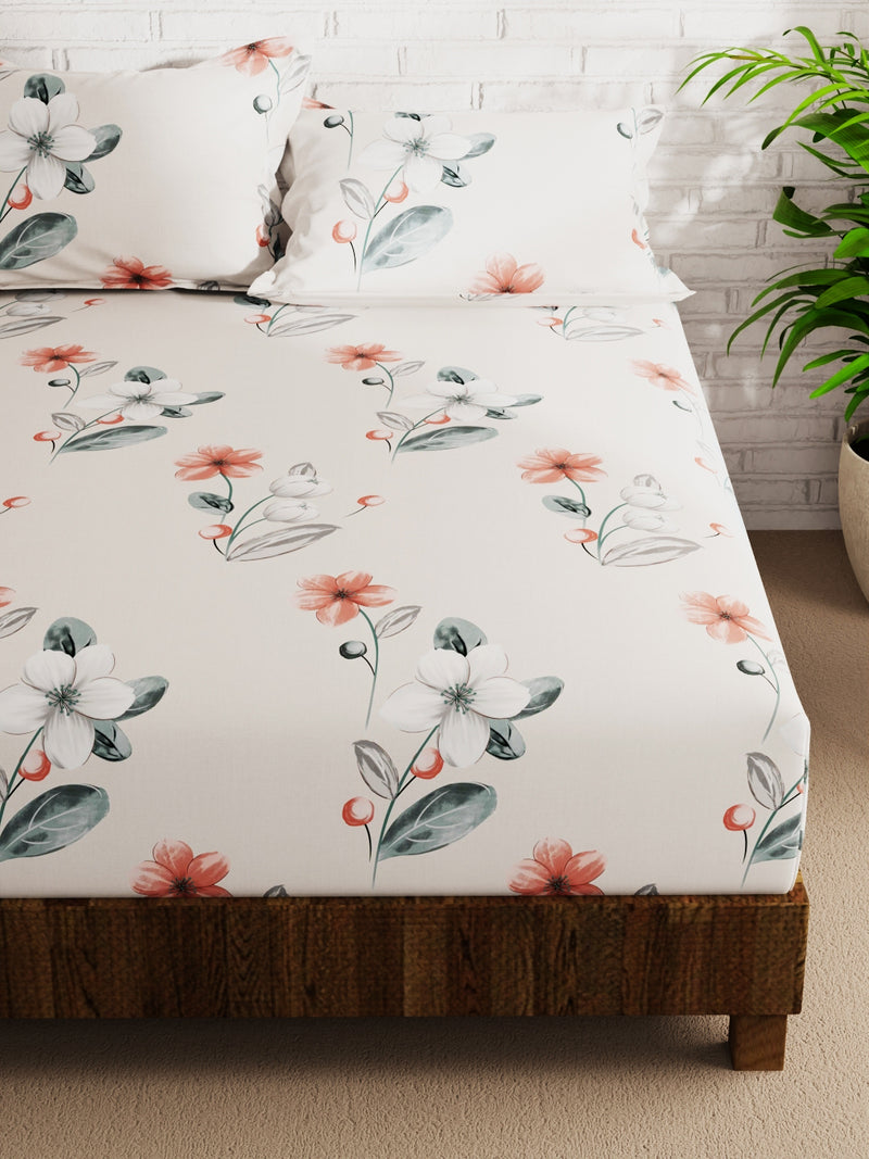 Extra Smooth Micro Double Bedsheet With 2 Pillow Covers <small> (floral-sand)</small>