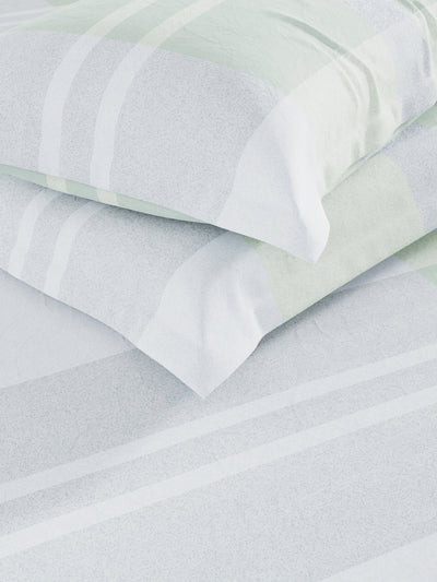 Super Soft 100% Cotton King Bedsheet And 2 Pillow Covers <small> (geometric-grey/green)</small>