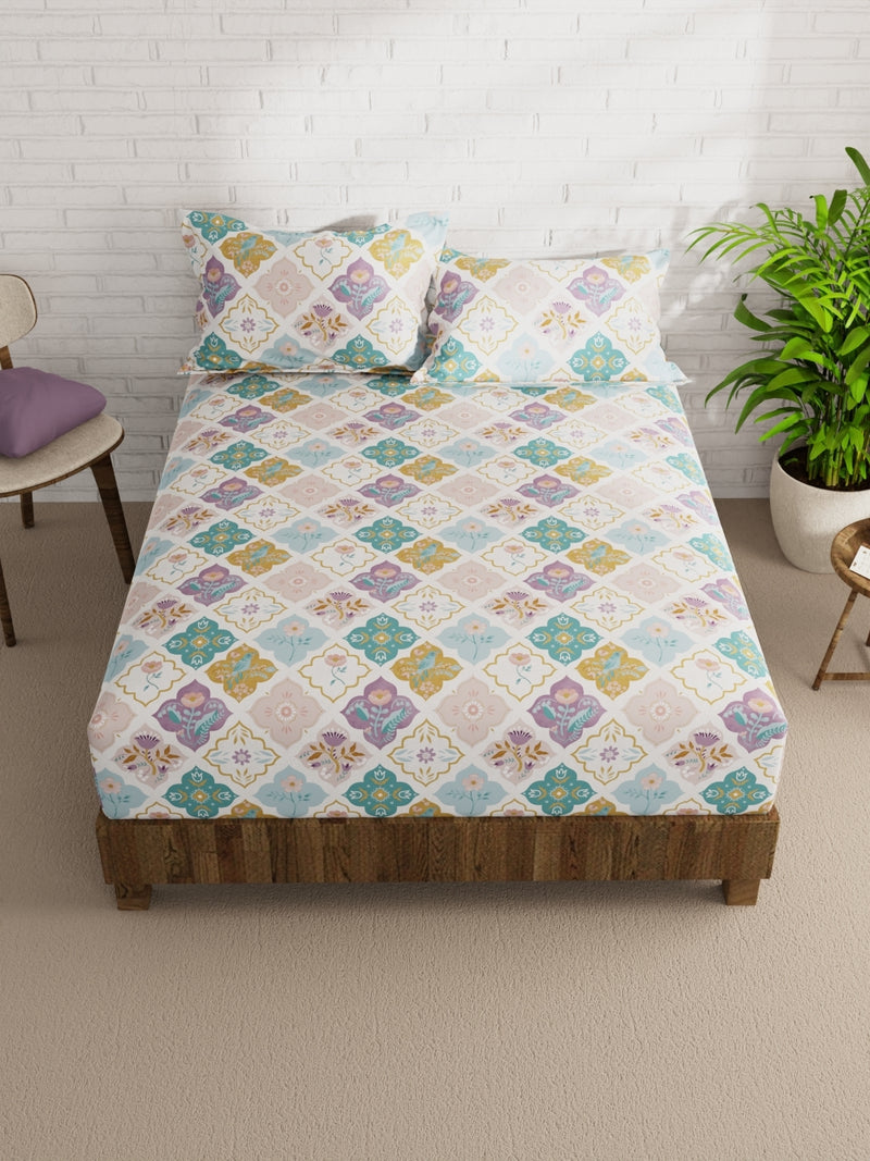 Extra Smooth Micro Double Bedsheet With 2 Pillow Covers <small> (floral-multi)</small>