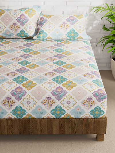 Extra Smooth Micro Double Bedsheet With 2 Pillow Covers <small> (floral-multi)</small>