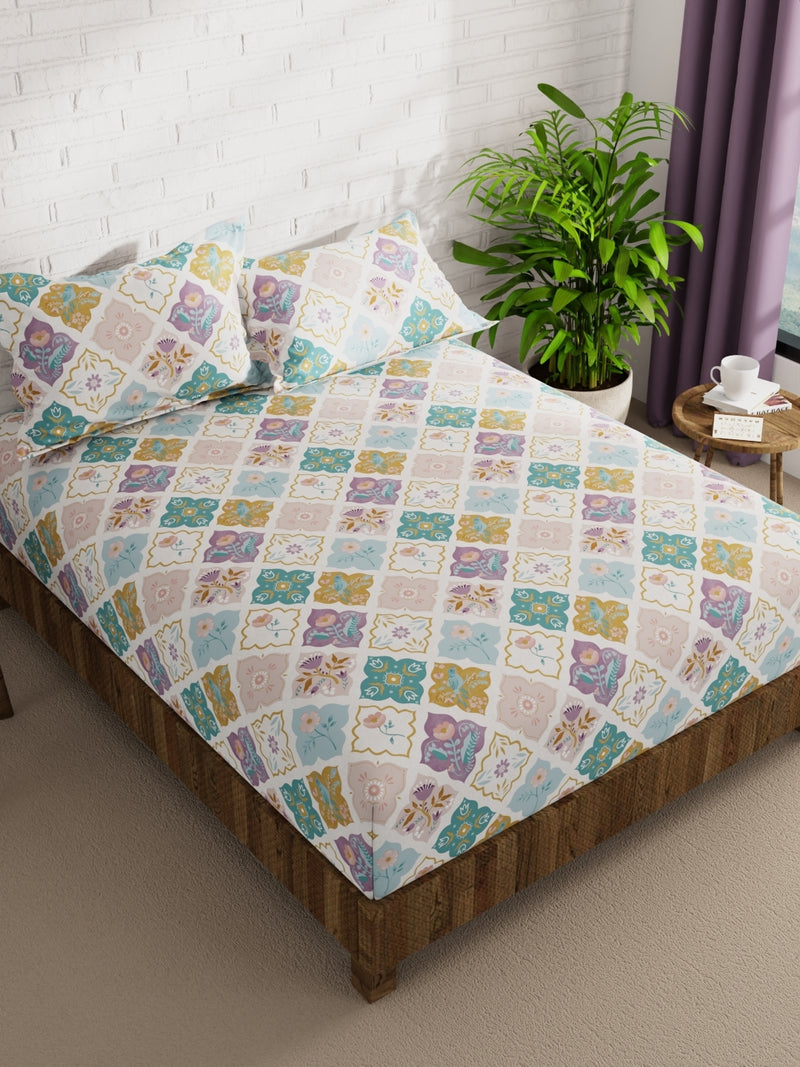 Extra Smooth Micro Double Bedsheet With 2 Pillow Covers <small> (floral-multi)</small>