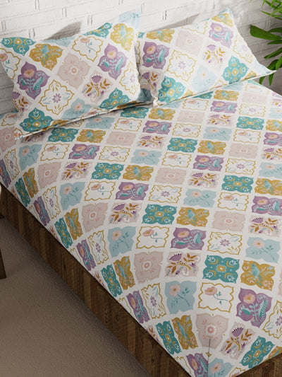 Extra Smooth Micro Double Bedsheet With 2 Pillow Covers <small> (floral-multi)</small>