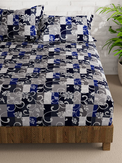 Extra Smooth Micro Double Bedsheet With 2 Pillow Covers <small> (floral-blue/multi)</small>