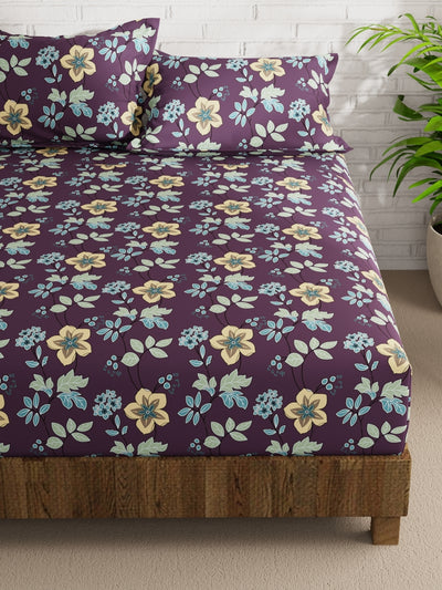 Extra Smooth Micro Double Bedsheet With 2 Pillow Covers <small> (floral-indigo)</small>