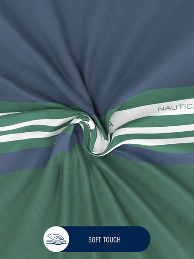 100% Premium Cotton King Bedsheet With 2 Pillow Covers <small> (stripe-green/blue)</small>