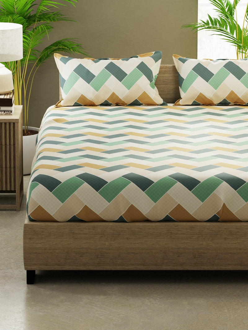 100% Pure Cotton Double Bedsheet With 2 Pillow Covers <small> (geometric-multi)</small>