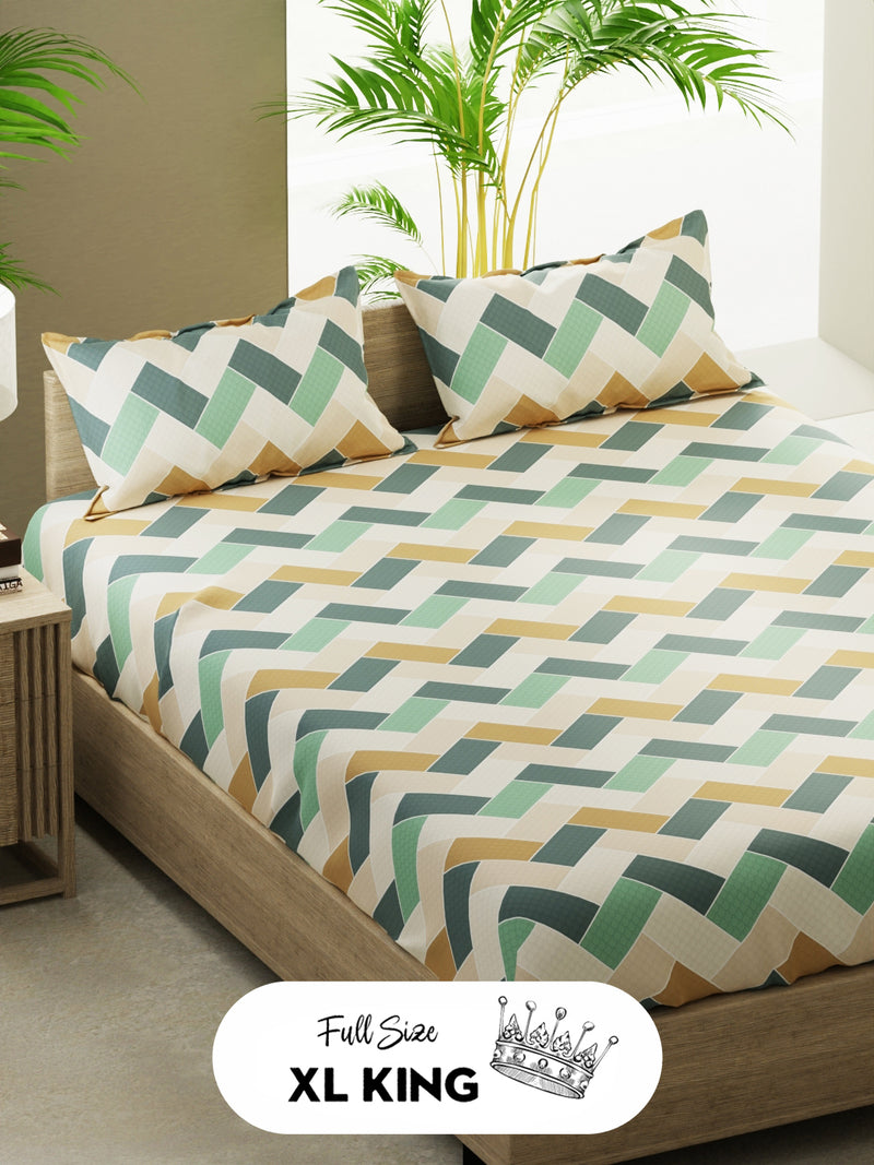 100% Pure Cotton Double Bedsheet With 2 Pillow Covers <small> (geometric-multi)</small>