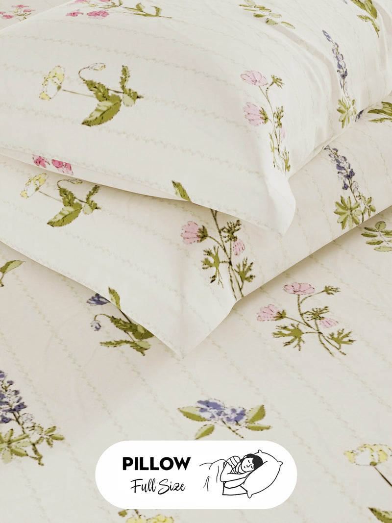 100% Pure Cotton Double Bedsheet With 2 Pillow Covers <small> (floral-green/multi)</small>
