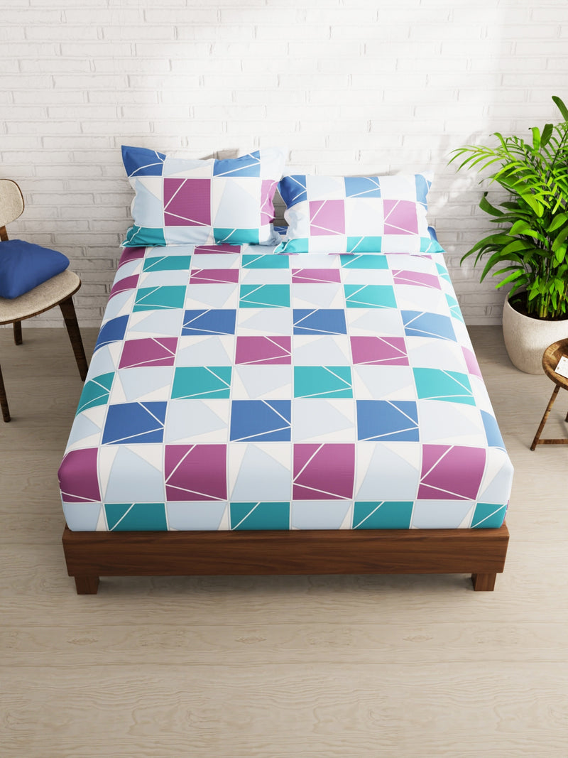 Extra Smooth Micro Double Bedsheet With 2 Pillow Covers <small> (checks-multi)</small>
