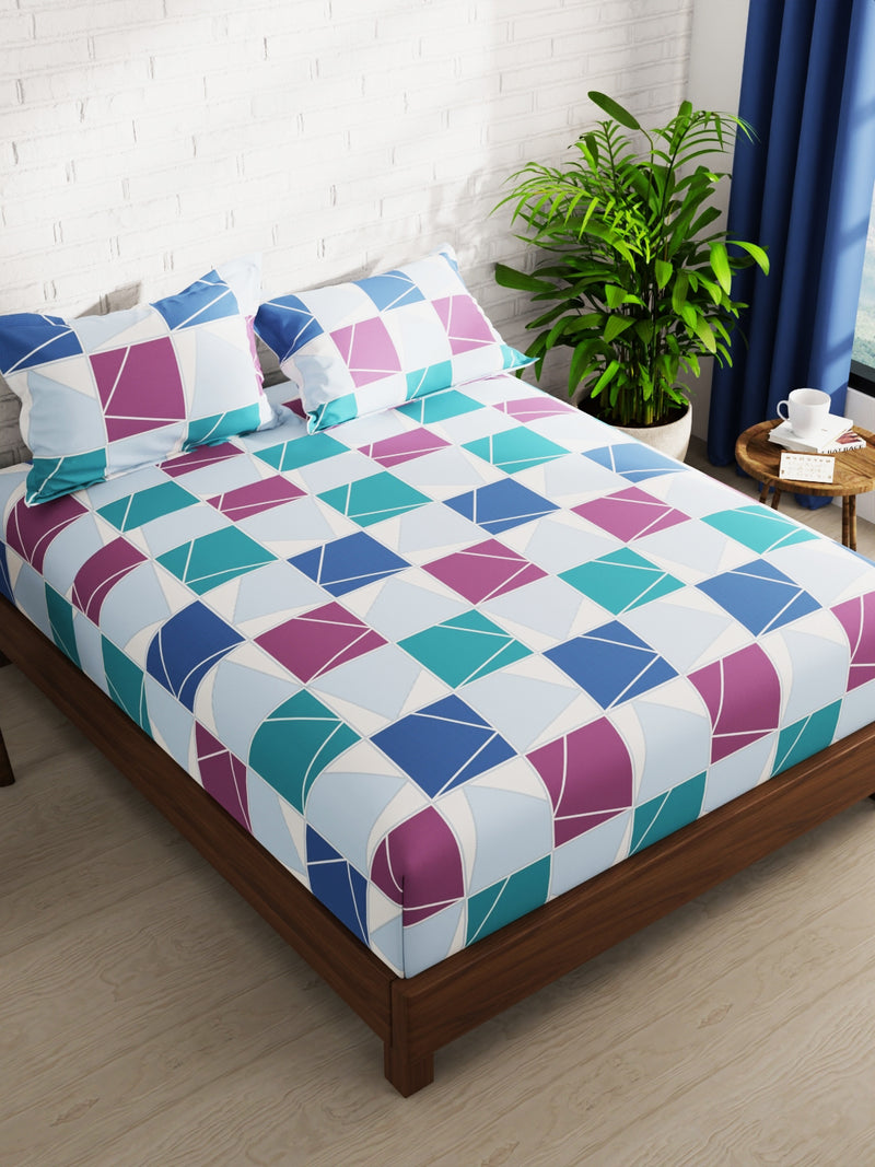 Extra Smooth Micro Double Bedsheet With 2 Pillow Covers <small> (checks-multi)</small>