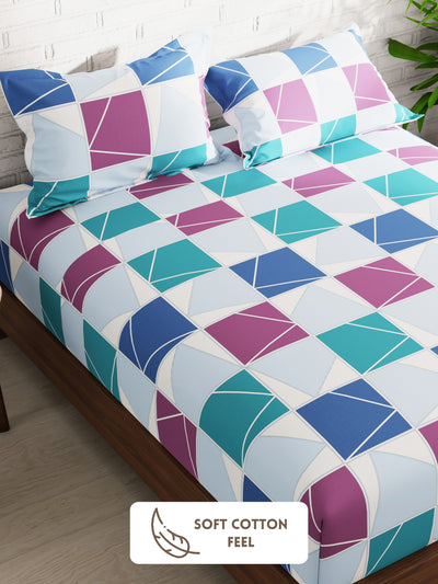 Extra Smooth Micro Double Bedsheet With 2 Pillow Covers <small> (checks-multi)</small>