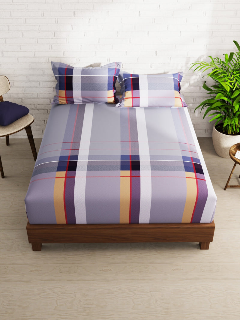 Extra Smooth Micro Double Bedsheet With 2 Pillow Covers <small> (stripe-lavender)</small>