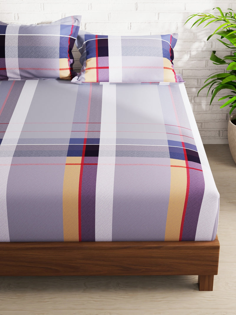 Extra Smooth Micro Double Bedsheet With 2 Pillow Covers <small> (stripe-lavender)</small>