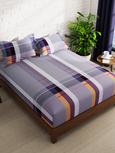 Extra Smooth Micro Double Bedsheet With 2 Pillow Covers <small> (stripe-lavender)</small>