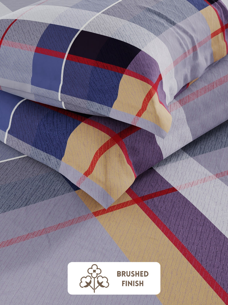 Extra Smooth Micro Double Bedsheet With 2 Pillow Covers <small> (stripe-lavender)</small>