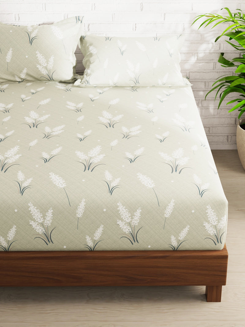 Extra Smooth Micro Double Bedsheet With 2 Pillow Covers <small> (floral-sage)</small>