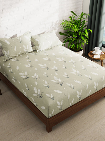 Extra Smooth Micro Double Bedsheet With 2 Pillow Covers <small> (floral-sage)</small>