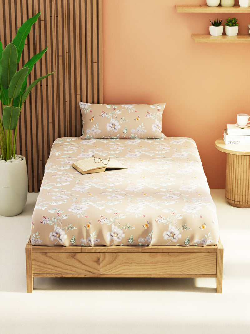 Extra Smooth Micro Single Bedsheet With 1 Pillow Cover <small> (floral-mauve)</small>