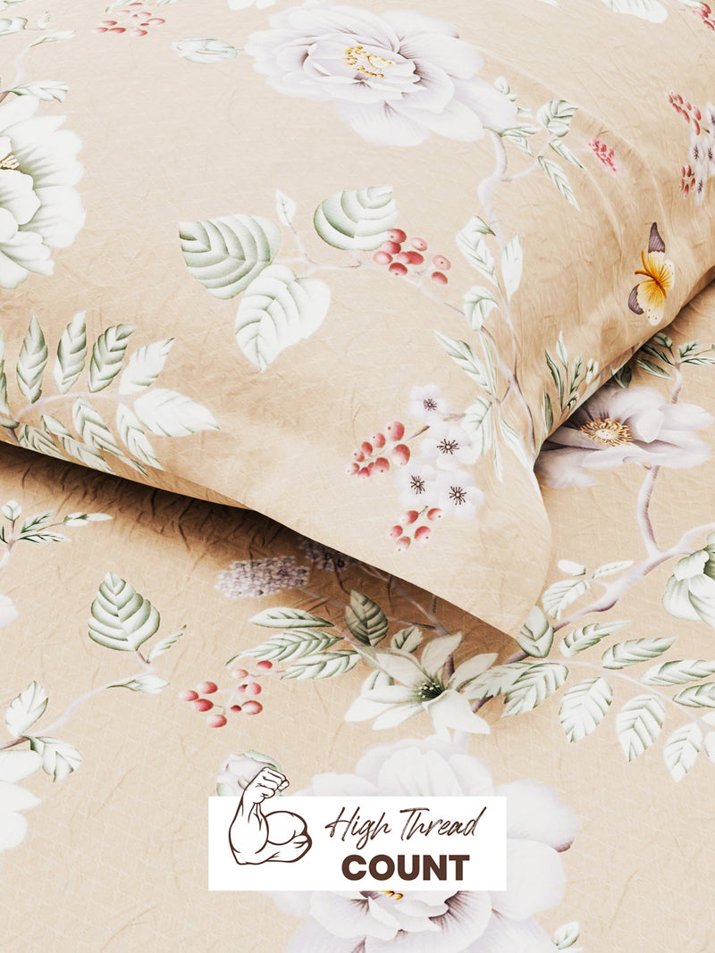 Extra Smooth Micro Single Bedsheet With 1 Pillow Cover <small> (floral-mauve)</small>
