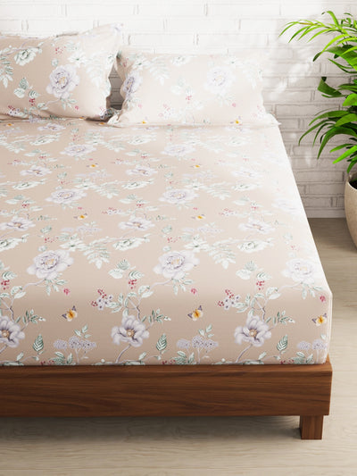 Extra Smooth Micro Double Bedsheet With 2 Pillow Covers <small> (floral-mauve)</small>