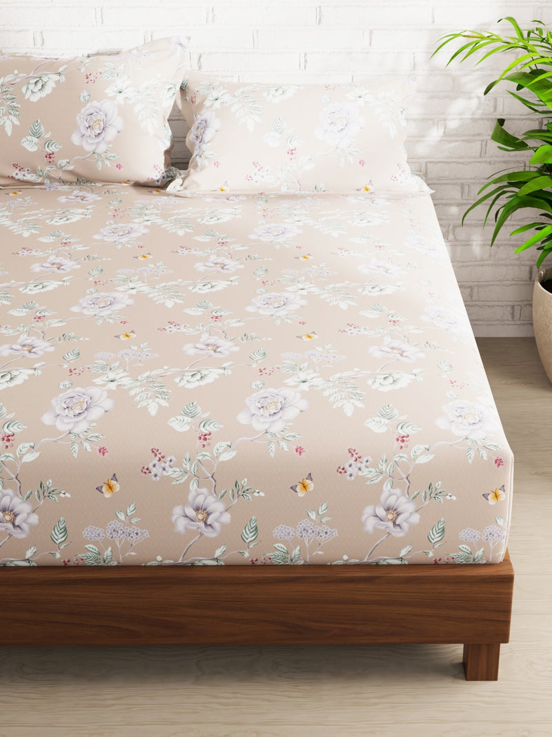 Extra Smooth Micro Double Bedsheet With 2 Pillow Covers <small> (floral-mauve)</small>