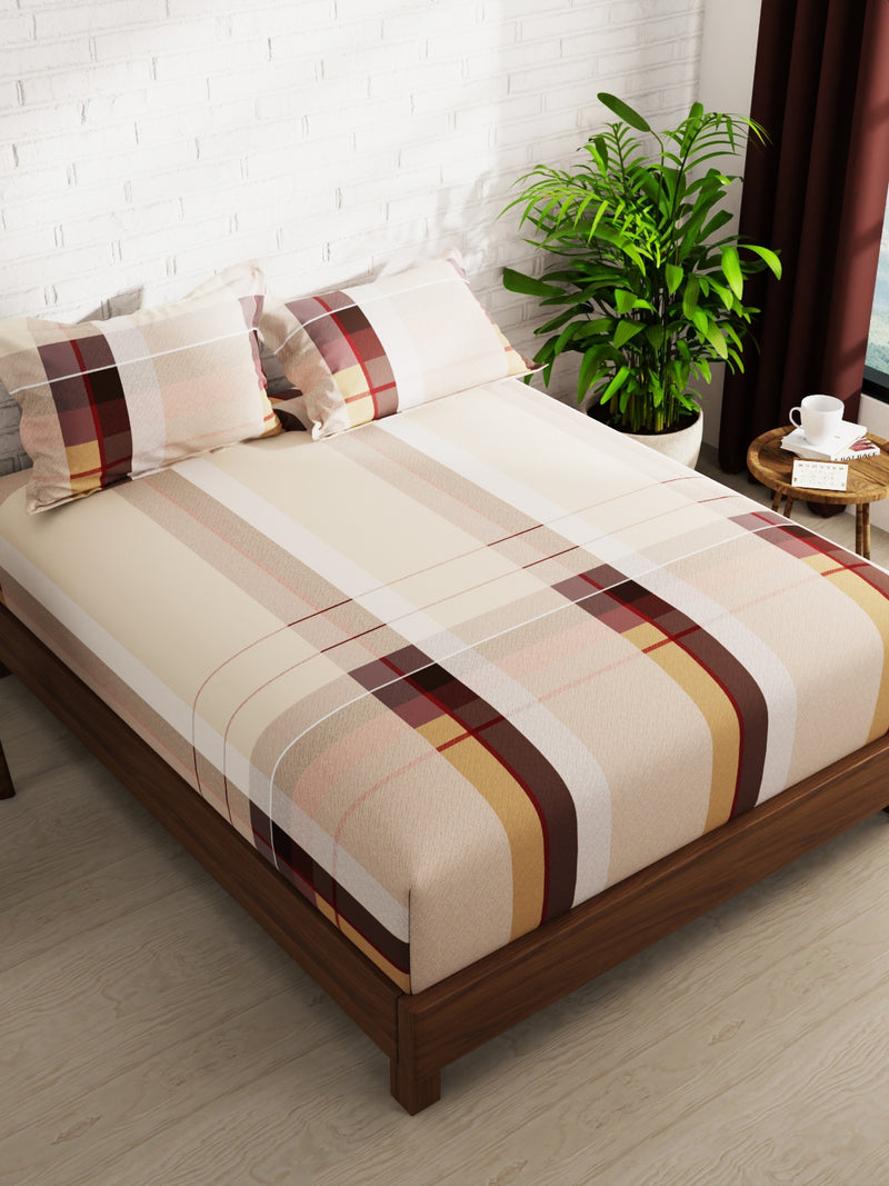 Extra Smooth Micro Double Bedsheet With 2 Pillow Covers <small> (stripe-multi)</small>