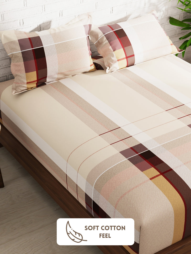 Extra Smooth Micro Double Bedsheet With 2 Pillow Covers <small> (stripe-multi)</small>