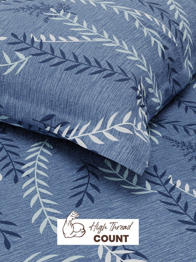 Extra Smooth Micro Single Bedsheet With 1 Pillow Cover <small> (floral-royalblue)</small>