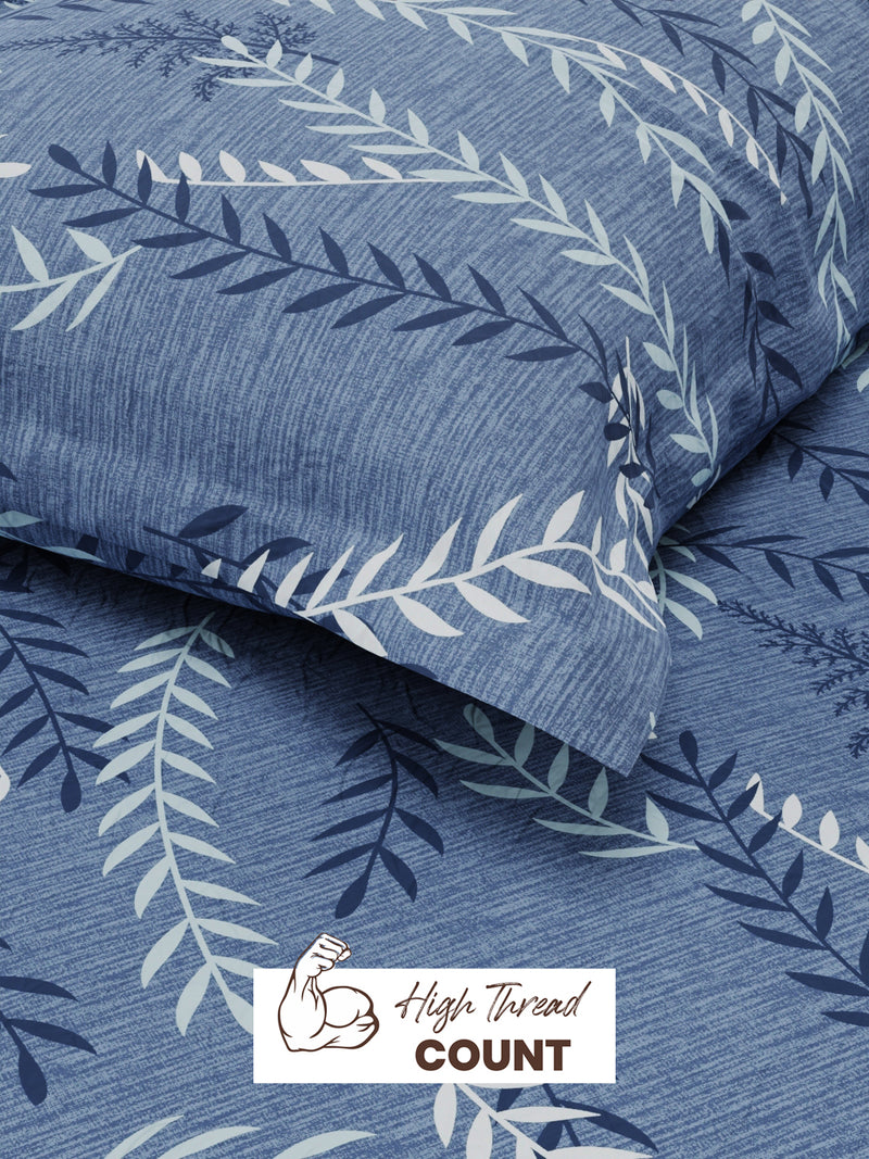 Extra Smooth Micro Single Bedsheet With 1 Pillow Cover <small> (floral-royalblue)</small>