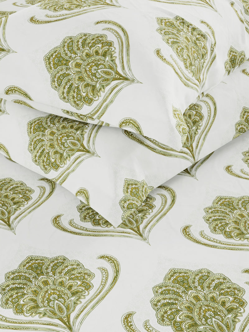Super Fine 100% Egyptian Satin Cotton King Bedsheet With 2 Pillow Covers <small> (ornamental-sage)</small>