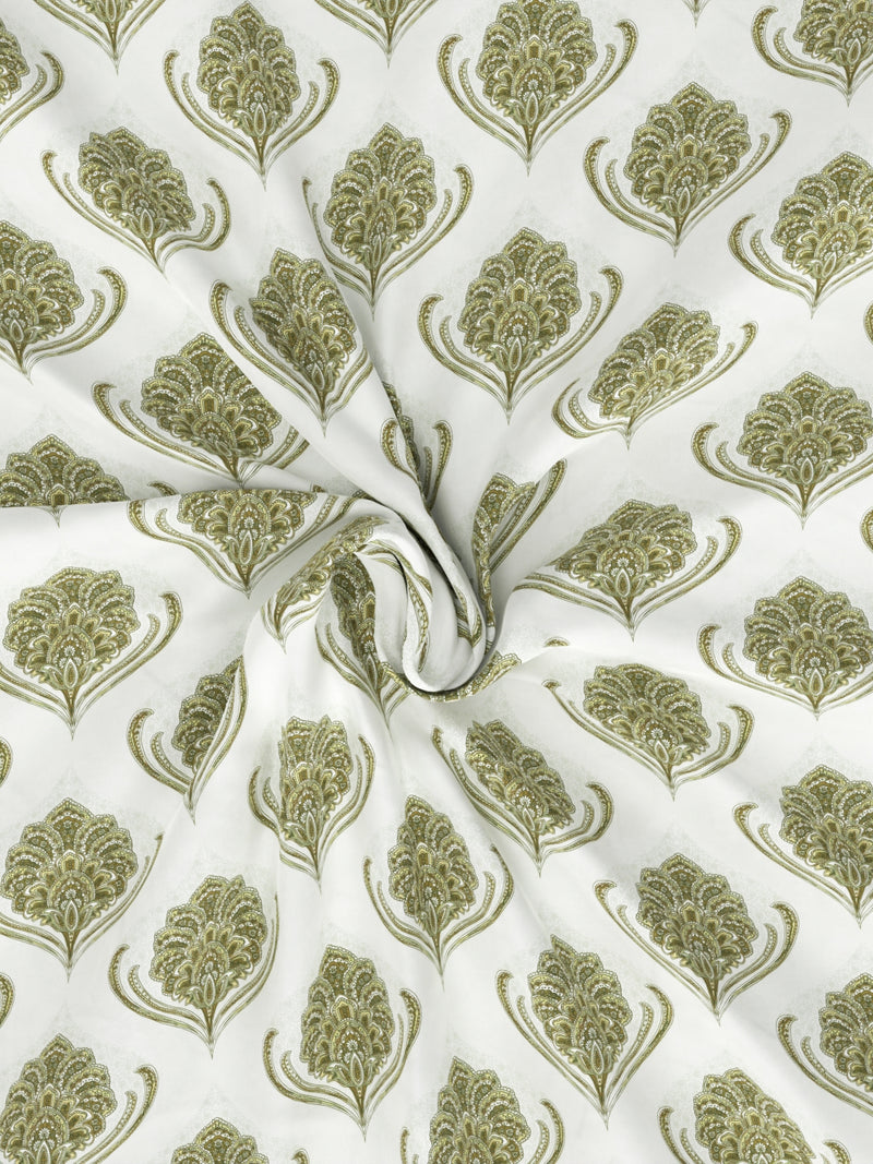 Super Fine 100% Egyptian Satin Cotton King Bedsheet With 2 Pillow Covers <small> (ornamental-sage)</small>