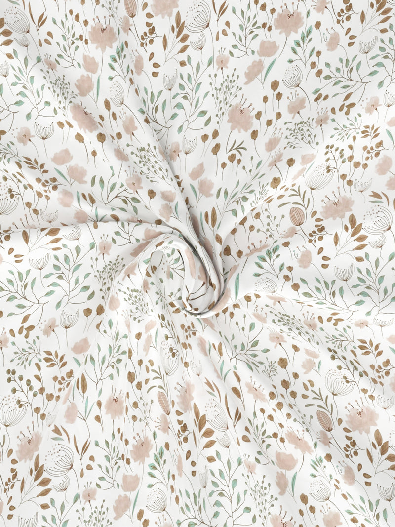Super Fine 100% Egyptian Satin Cotton King Bedsheet With 2 Pillow Covers <small> (floral-brown)</small>