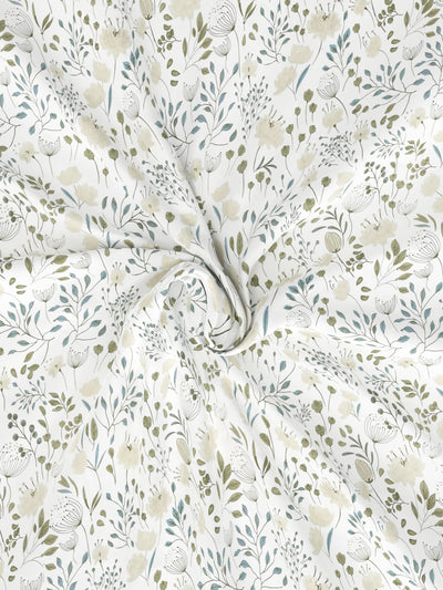 Super Fine 100% Egyptian Satin Cotton King Bedsheet With 2 Pillow Covers <small> (floral-blue)</small>