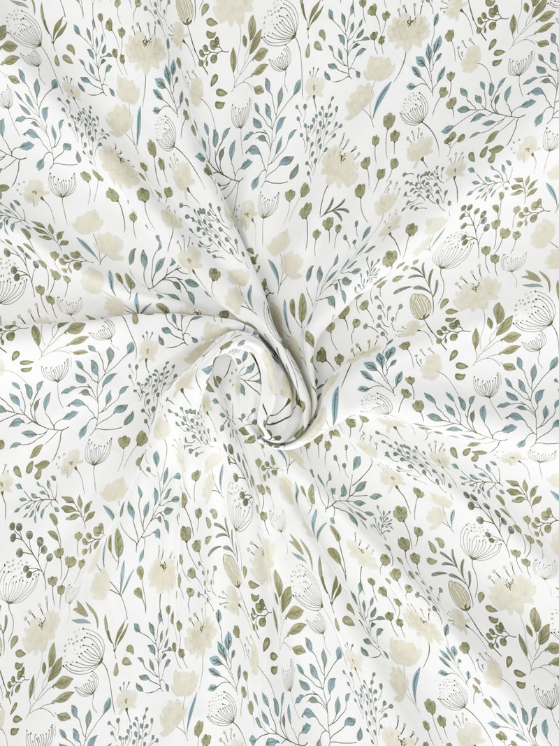 Super Fine 100% Egyptian Satin Cotton King Bedsheet With 2 Pillow Covers <small> (floral-blue)</small>