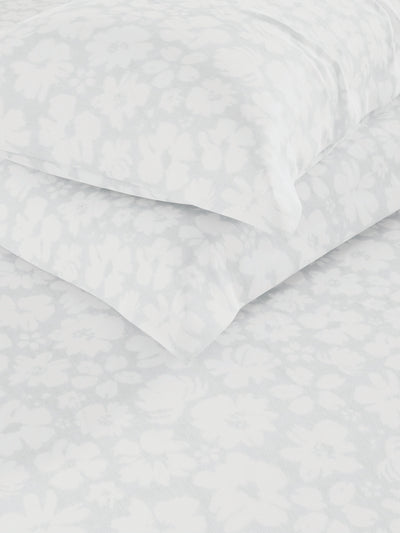 Super Fine 100% Egyptian Satin Cotton King Bedsheet With 2 Pillow Covers <small> (floral-grey)</small>