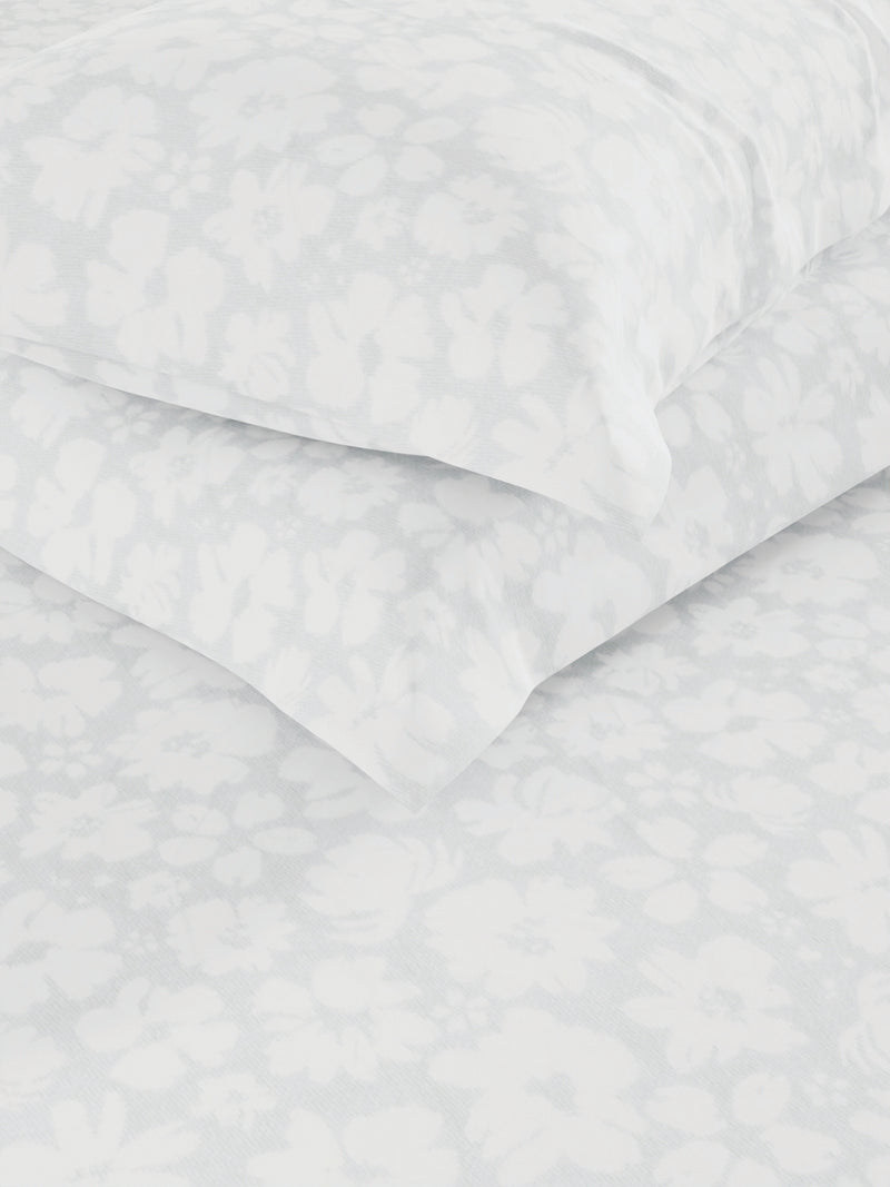 Super Fine 100% Egyptian Satin Cotton King Bedsheet With 2 Pillow Covers <small> (floral-grey)</small>