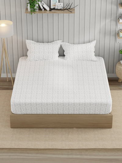Super Fine 100% Egyptian Satin Cotton King Bedsheet With 2 Pillow Covers <small> (floral-lavender)</small>