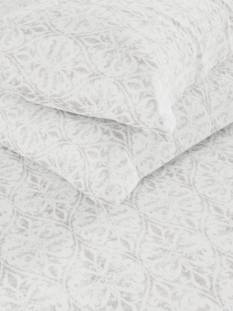 Super Fine 100% Egyptian Satin Cotton King Bedsheet With 2 Pillow Covers <small> (floral-lavender)</small>