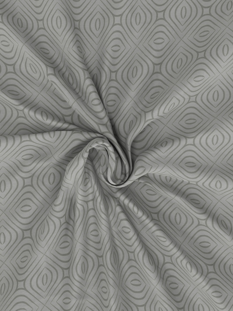 Super Fine 100% Egyptian Satin Cotton King Bedsheet With 2 Pillow Covers <small> (geometric-grey)</small>