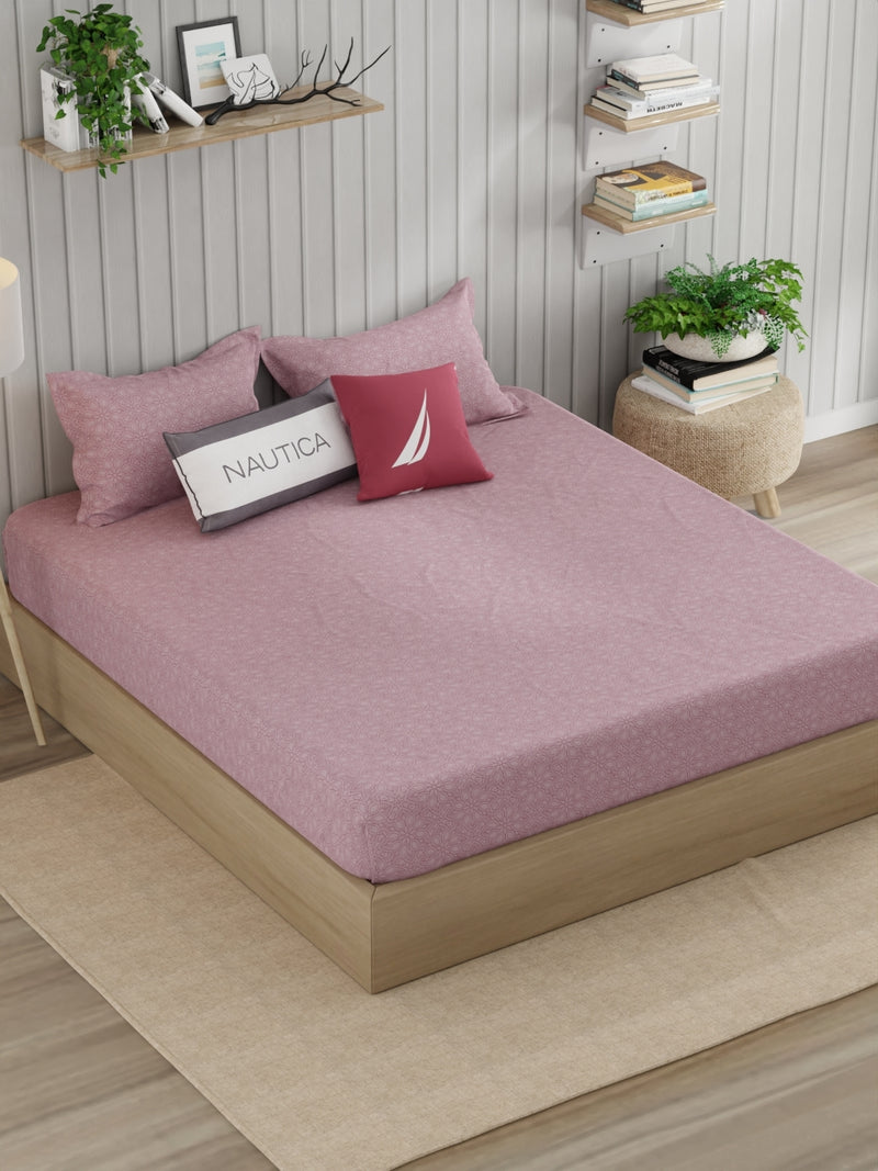 Super Fine 100% Egyptian Satin Cotton King Bedsheet With 2 Pillow Covers <small> (floral-pink)</small>