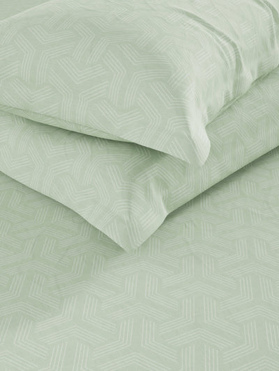 Super Fine 100% Egyptian Satin Cotton King Bedsheet With 2 Pillow Covers <small> (geometric-sage)</small>