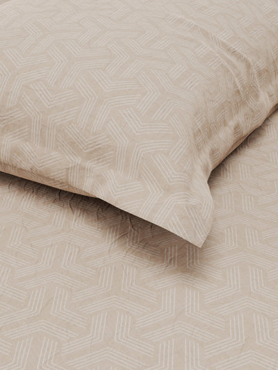 Super Fine 100% Egyptian Satin Cotton Single Bedsheet With 1 Pillow Cover <small> (geometric-beige)</small>
